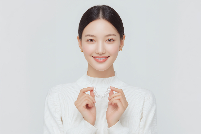 マウスピース矯正で歯列が整い笑顔に自信が出た女性