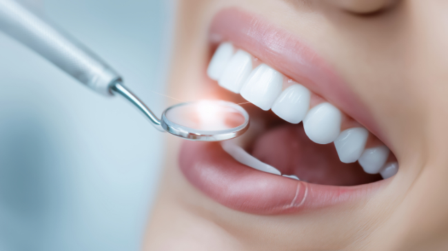 歯医者のクリーニングを受けた女性の口元