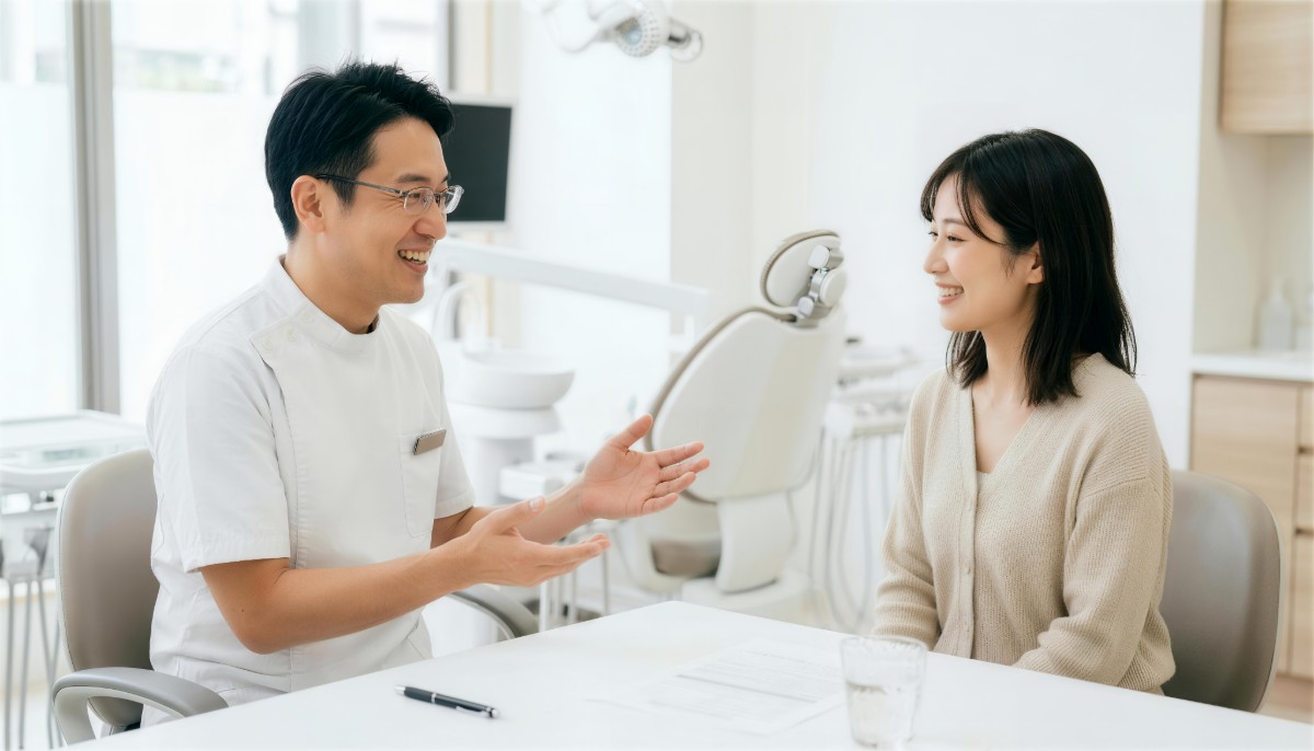 親知らずの抜歯の流れを説明する歯科医師